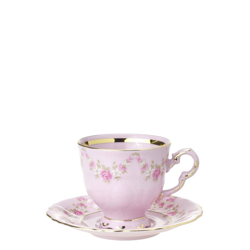 Šálek s podšálkem na espresso 100 ml Sonáta dekor 0158 - růžový porcelán