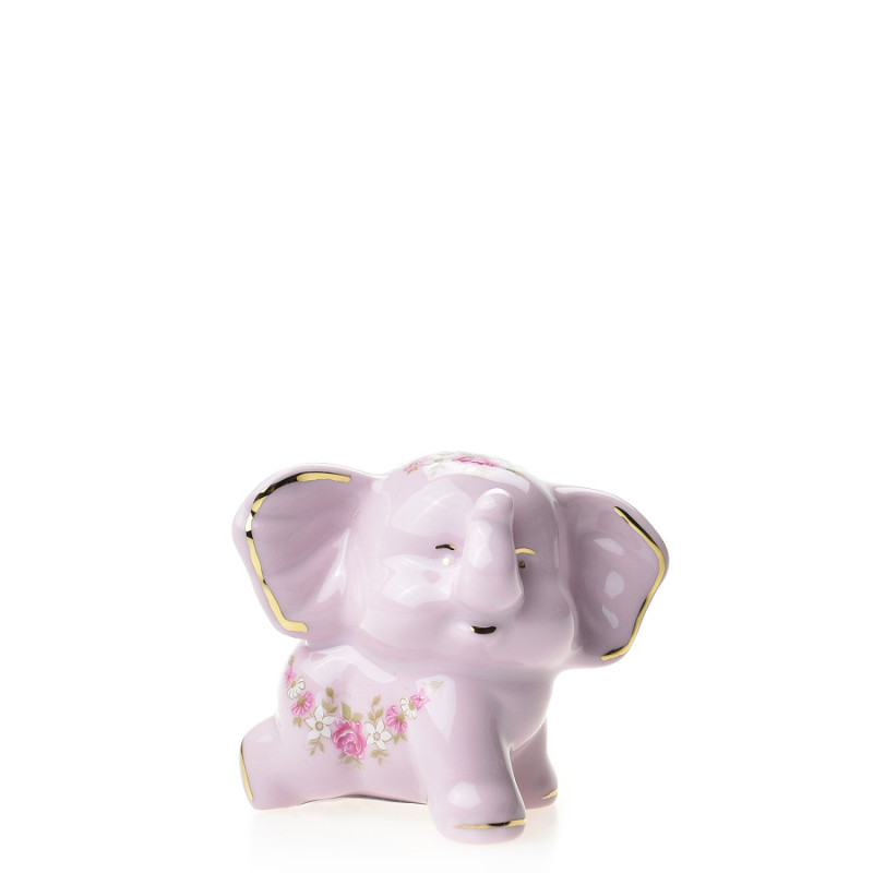 Slon Bimbo dekor girlanda z růžiček - růžový porcelán