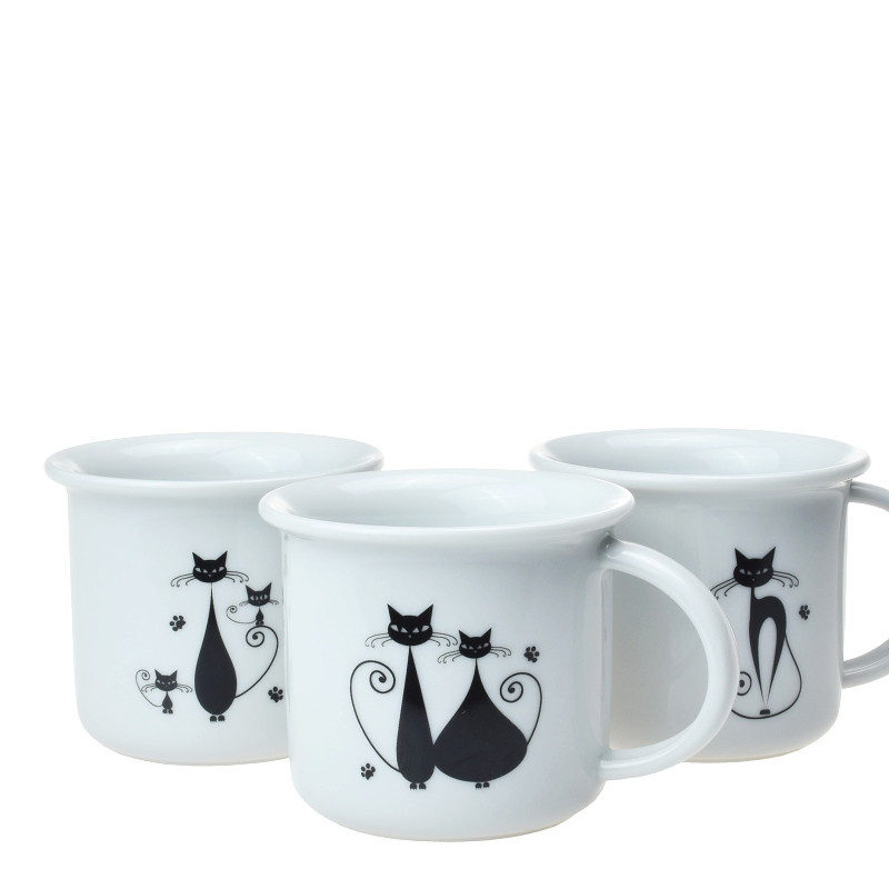 Hrnek Tina porcelánový plecháček 100 ml na espresso - Black Cats