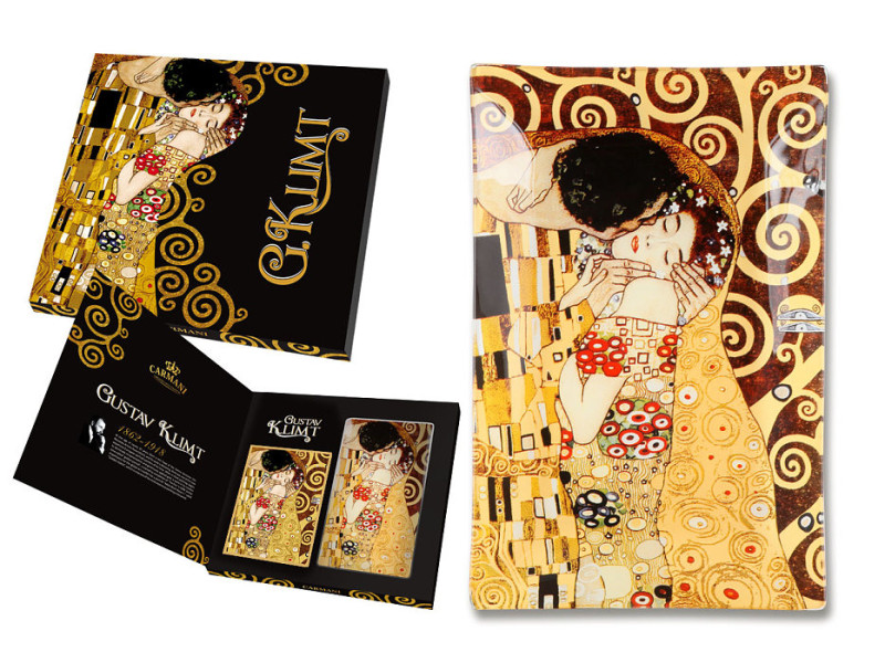 Dekorativní skleněný talíř s pohlednicí Gustav Klimt 