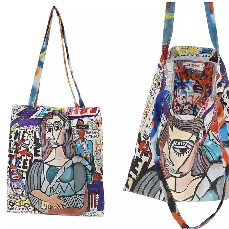 Nákupní taška přes rameno látková - modern art