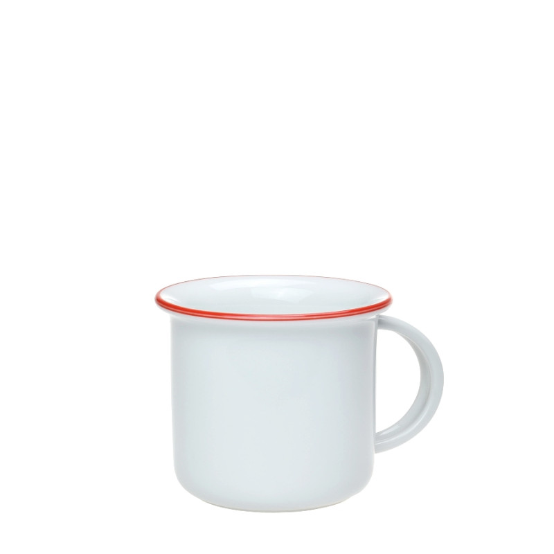 Hrnek Tina porcelánový plecháček 100 ml na espresso - červená linka
