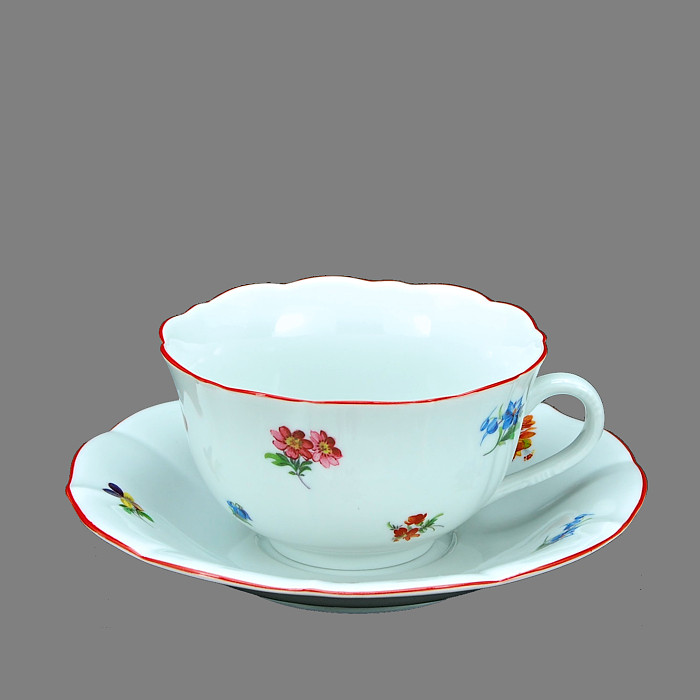 Šapo (šálek s podšálkem) na čaj rakouská házenka s červenou linkou