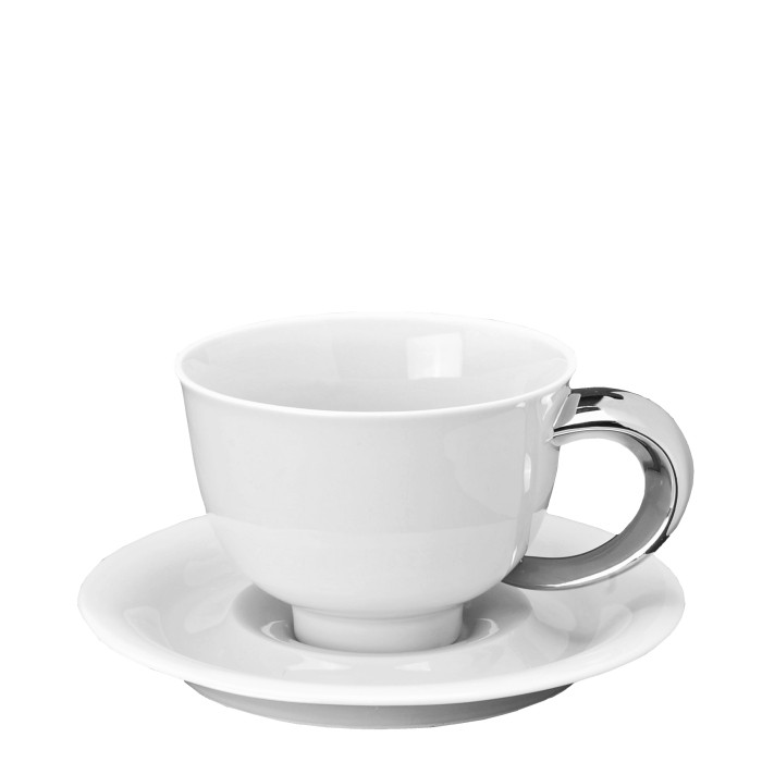 Šálek s podšálkem 0,30 l čaj/cappuccino Kelt bílá s platinou 1222