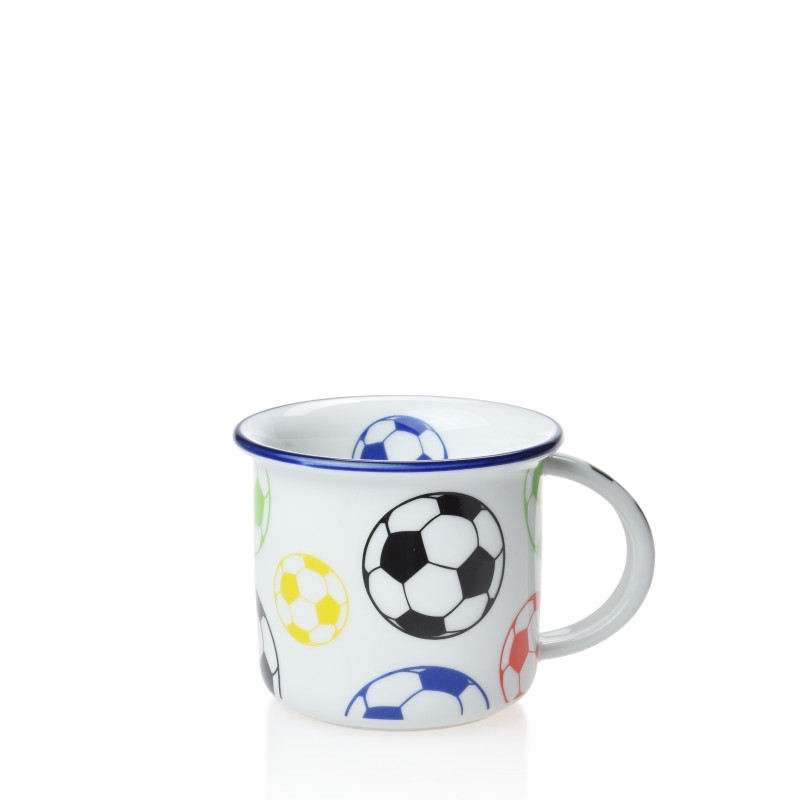 Hrnek Tina porcelánový plecháček 100 ml na espresso - fotbalové míče