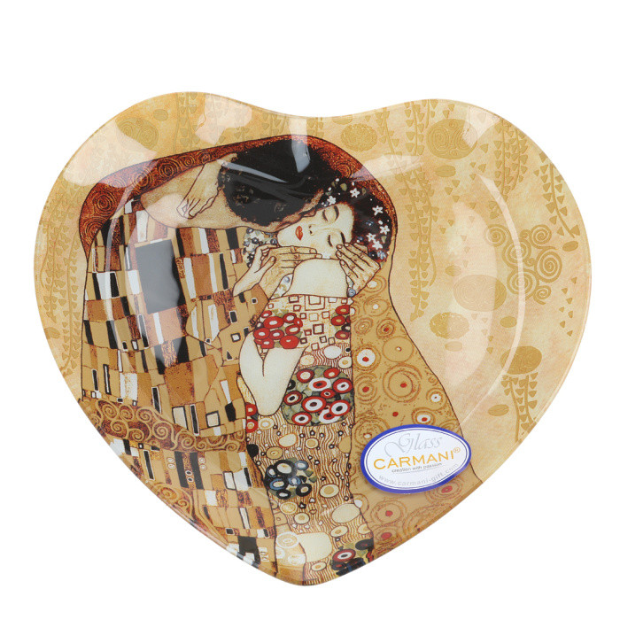 Dekorativní skleněný tác srdce Gustav Klimt 