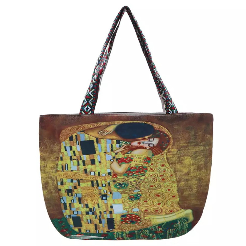 Taška přes rameno látková 54 x 40 x 17 cm Gustav Klimt