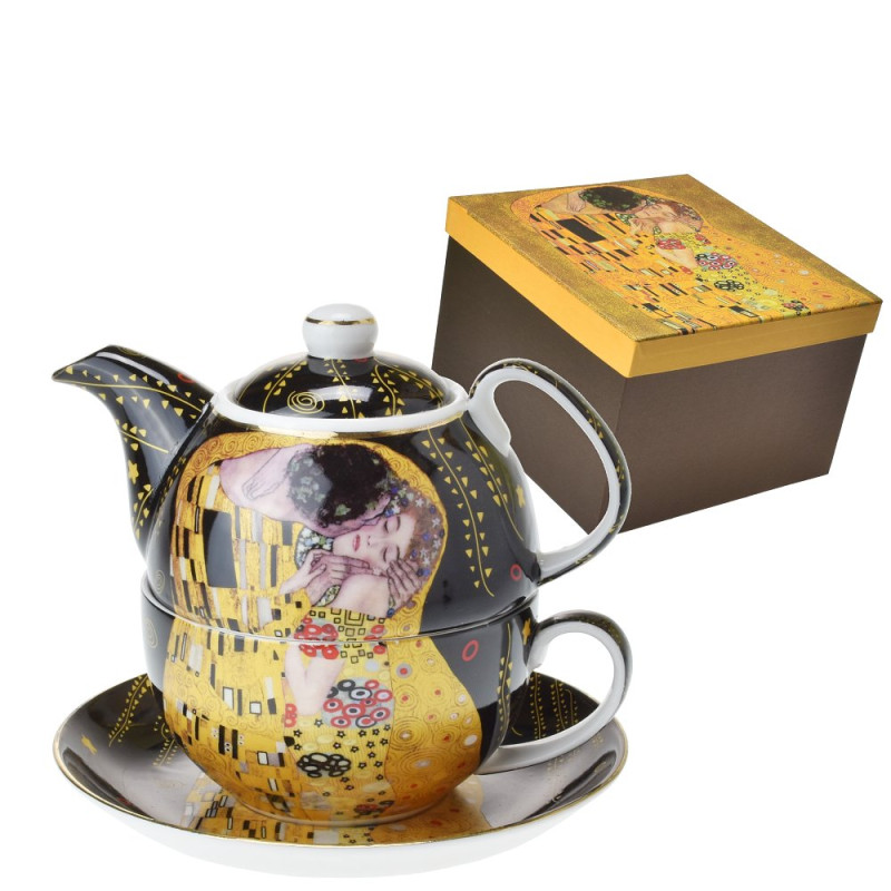 Konvička na šálku Tea for One 300 ml Gustav Klimt - Polibek (tmavá verze)