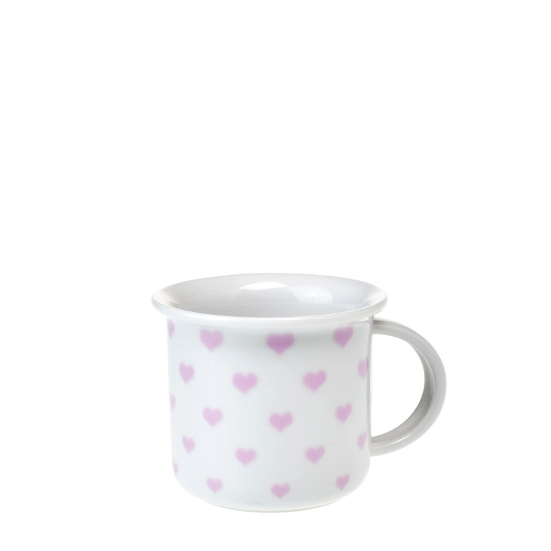 Hrnek Tina porcelánový plecháček 100 ml na espresso - pink sweet mini hearts