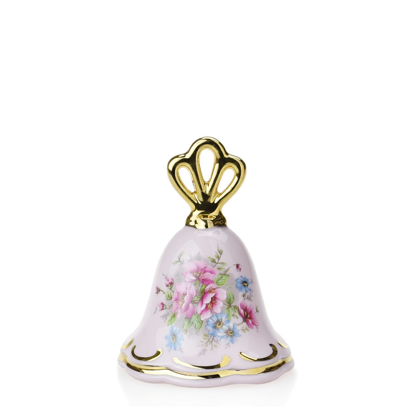 zvonek 8,5cm - růžový porcelán