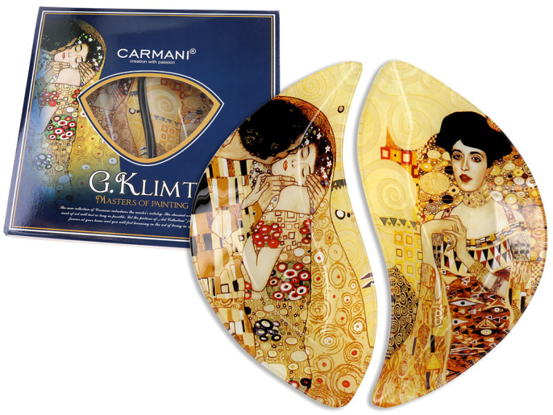 Dekorativní skleněné talíře 2 ks Gustav Klimt