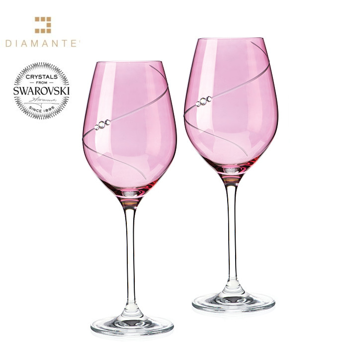Sklenice Pink 360 ml bílé víno SWAROVSKI® sada 2 ks