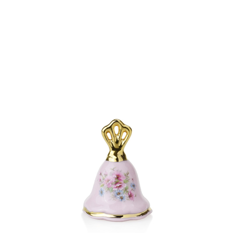 zvonek malý 5cm - růžový porcelán