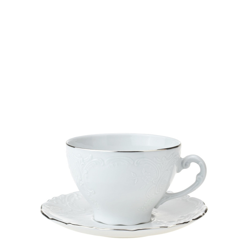 Šálek s podšálkem 150 ml na čaj / cappuccino Opera s platinovou linkou