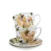 Šálek s podšálkem na kávu, čaj - Bílé růže - sada 2 ks