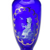 Váza 27 cm modré sklo - ruční malba - děvčátko