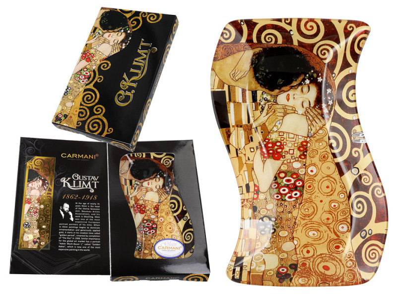 Dekorativní skleněný prohnutý talíř Gustav Klimt 