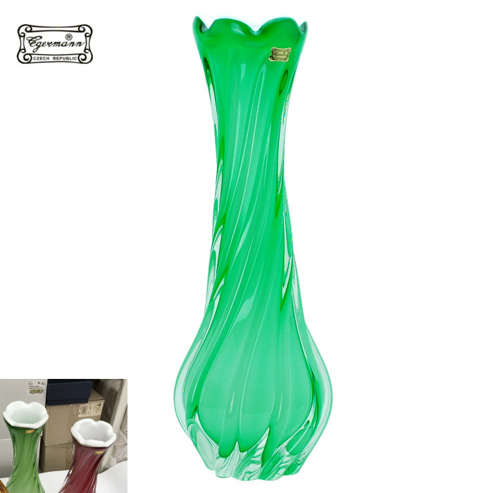 Hutní váza 41 cm zelená/opál