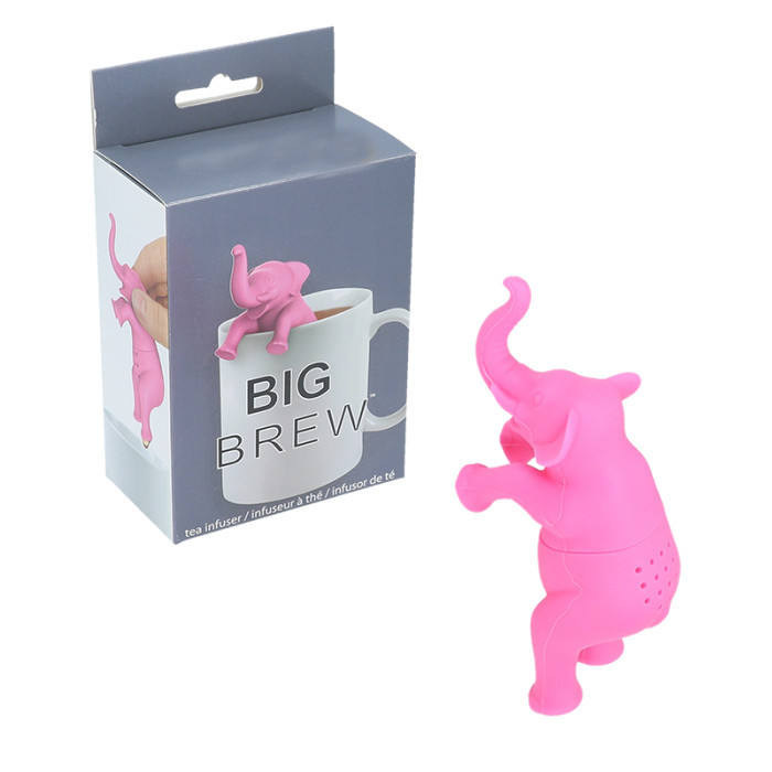 Sítko na čaj plastové - růžový slon