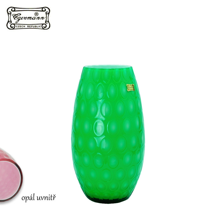 Váza 26 cm dvojité sklo zelená/opál