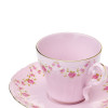 Šálek s podšálkem Ela girlanda z růžiček - růžový porcelán