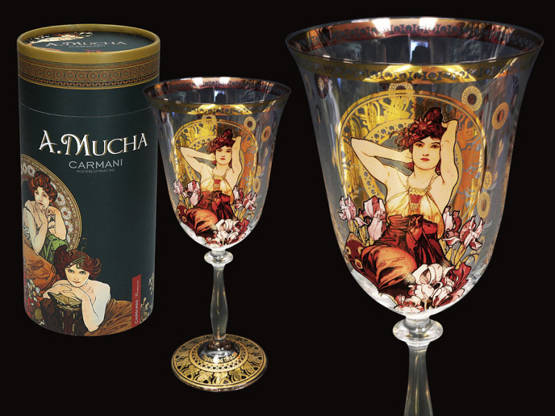 Kalíšek na víno 450 ml Alfons Mucha 