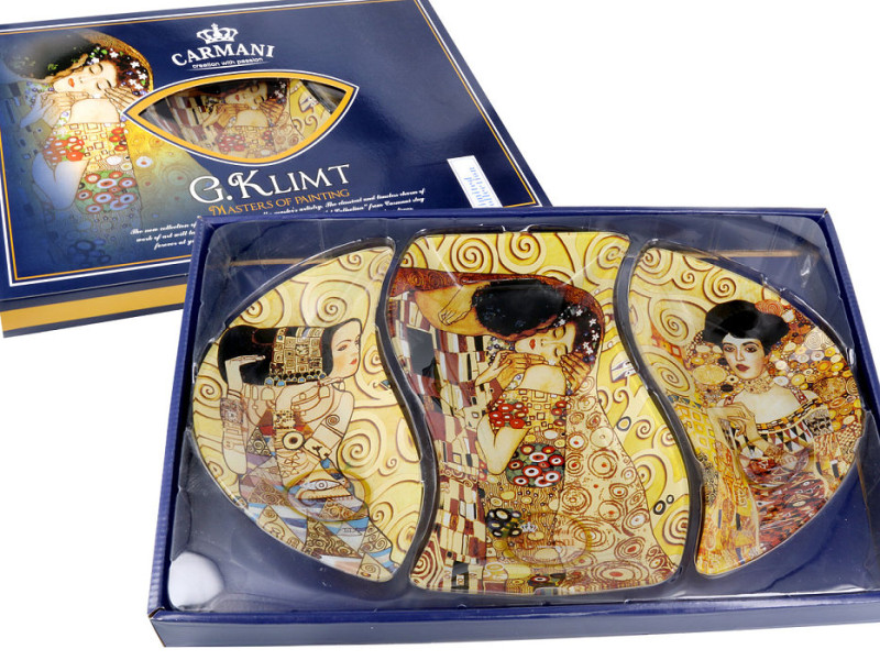 Dekorativní skleněné talíře 3 ks Gustav Klimt 