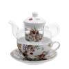 Konvička skleněná Tea for one - vintage květiny (bílý podklad)