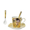 Šálek s podšálkem na espresso 80 ml s porcelánovou lžičkou Gustav Klimt 