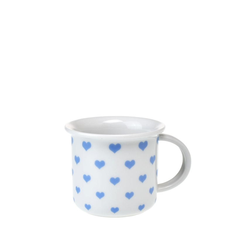 Hrnek Tina porcelánový plecháček 100 ml na espresso - blue sweet mini hearts