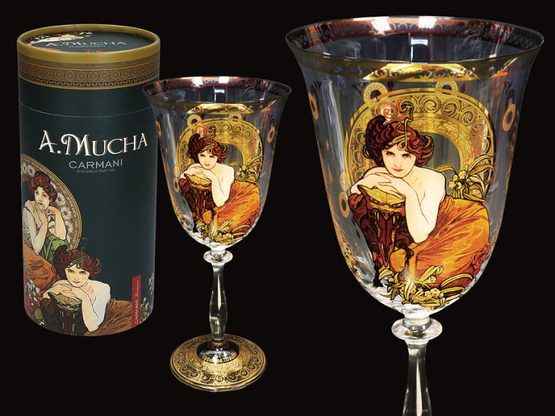 Kalíšek na víno 350 ml Alfons Mucha 